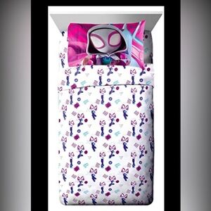 NEW Marvel Ghost Spider Gwen Spider-Man Twin Sheet Set  - Pink and Blue